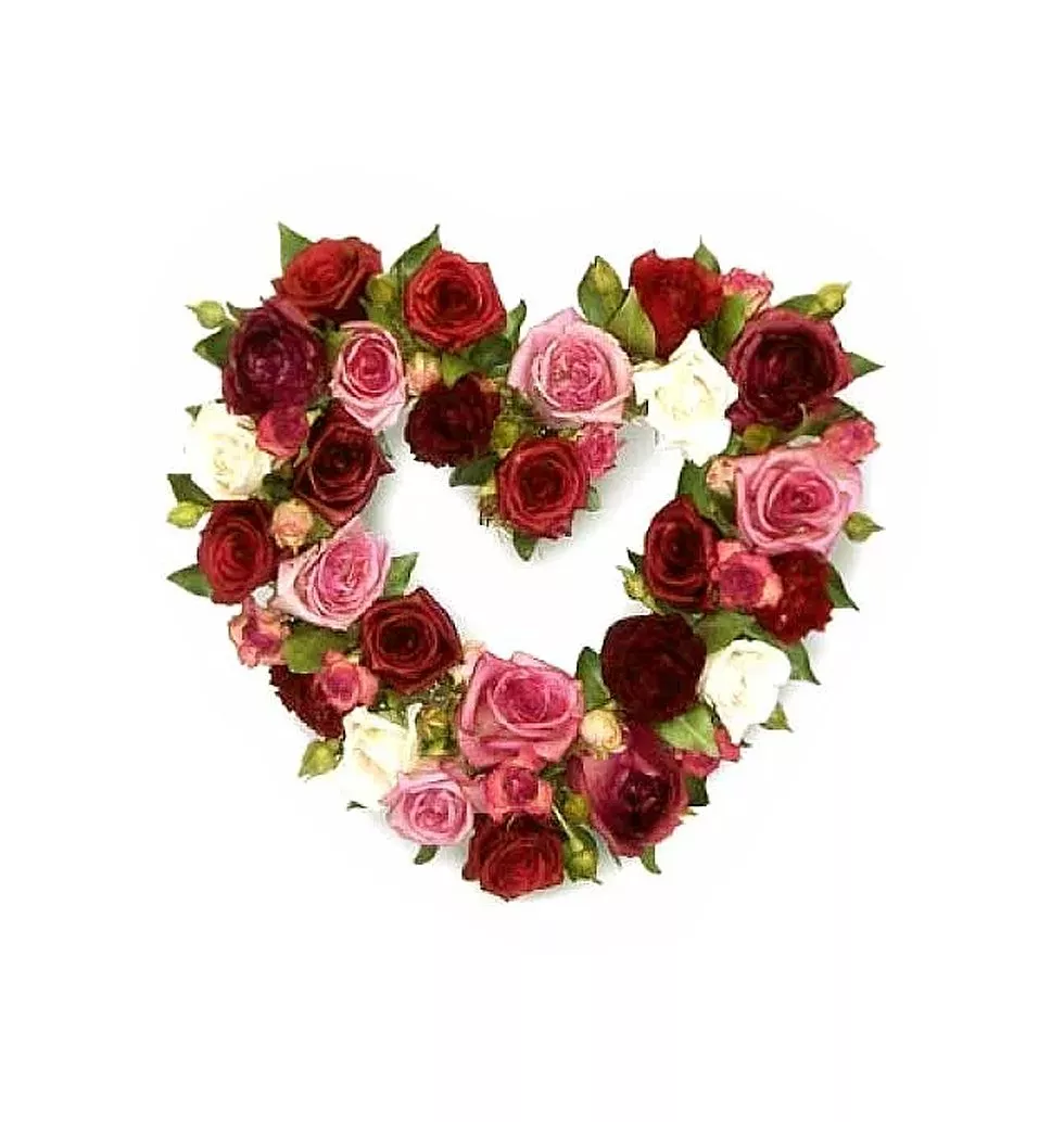 Roses In a Heart Shape Basket