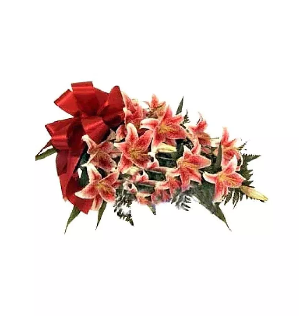 Stunning bouquet of fresh, wrapped stargazer lilies!